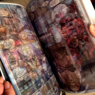 Pages of a comic book passing with long exposure