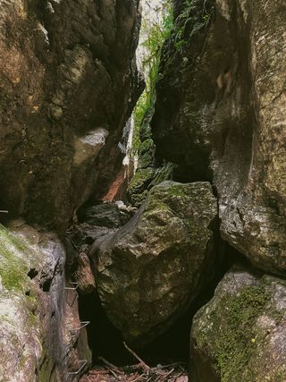 Passage blocked by a big rock